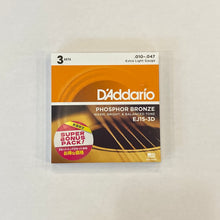 画像をギャラリービューアに読み込む, D&#39;Addario　アコギ弦 2セット+1ボーナスパック Extra Light .010-.047　EJ15-3DBP
