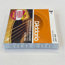 画像をギャラリービューアに読み込む, D&#39;Addario　アコギ弦 2セット+1ボーナスパック Extra Light .010-.047　EJ15-3DBP
