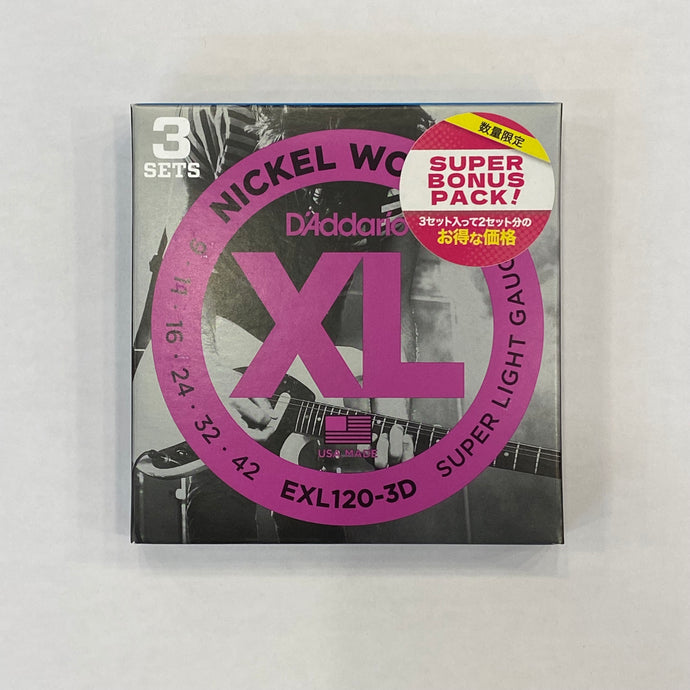 D'Addario　エレキ弦 2セット+1ボーナスパック Super Light .009-.042　EXL120-3DBP