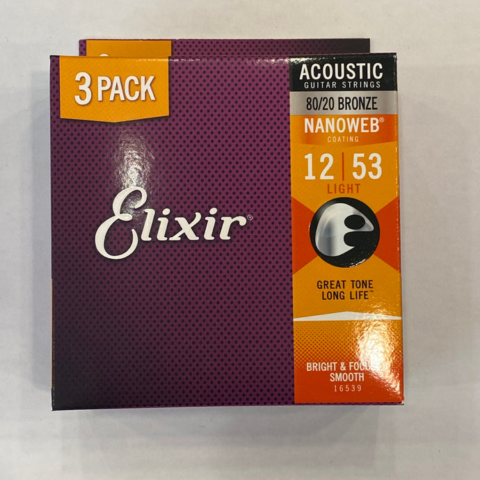 Elixir アコギ弦 3セットプロモーションパック NANOWEB Bronze Light .012-.053 #16539